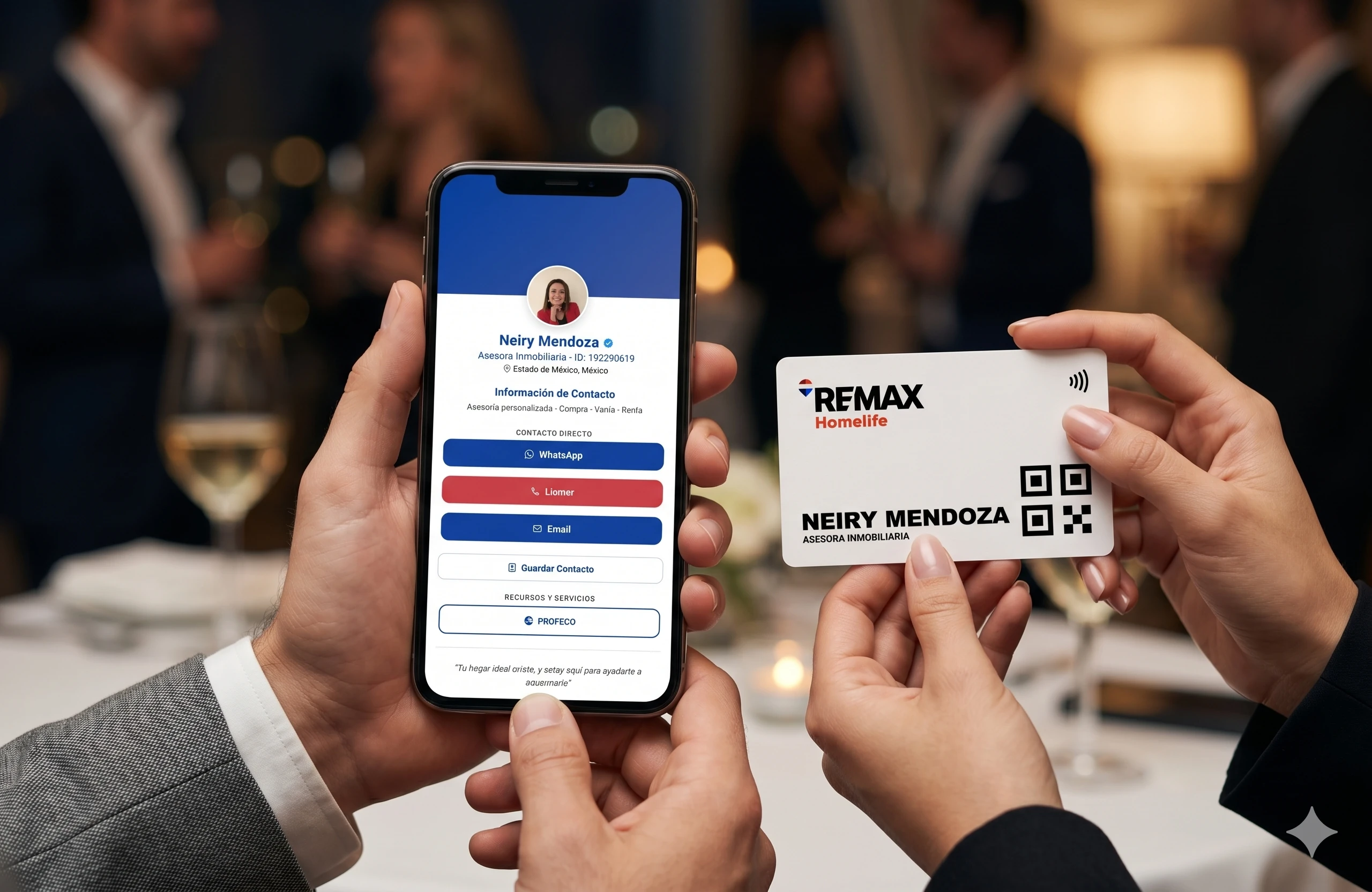 Tarjeta digital wrus.link en smartphone con tarjeta NFC